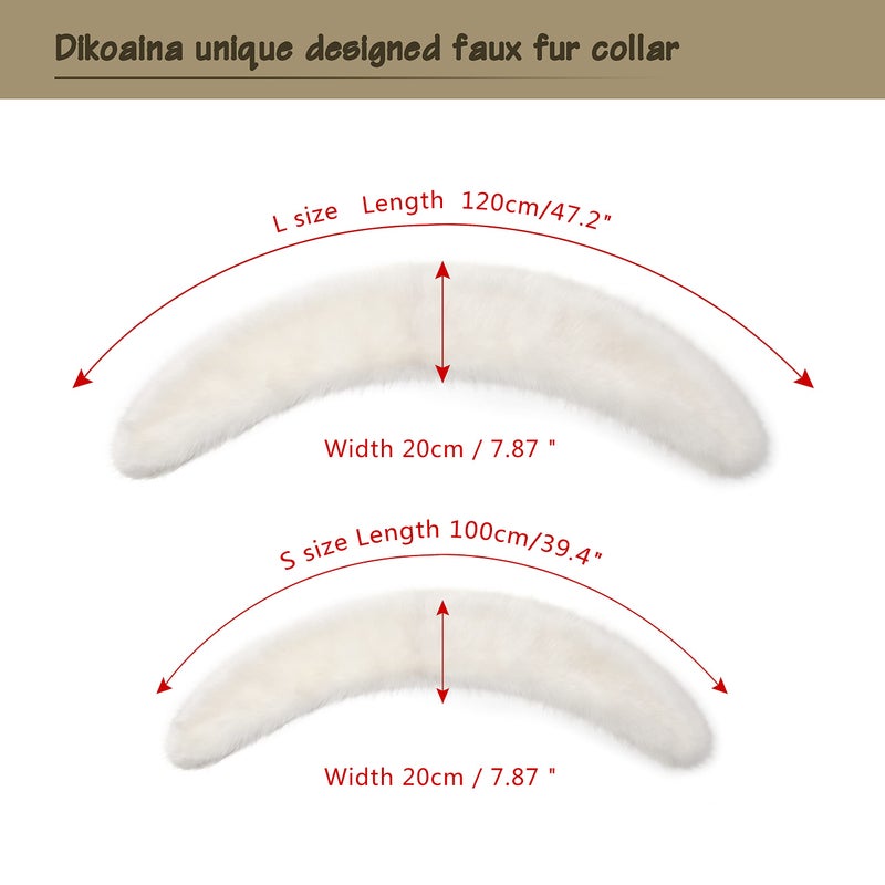 Dikoaina Extra Large Women's Faux Fur Collar for Winter Coat (White, 100cm) - Image 5